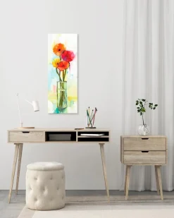 Bilder Nach Themen|EUROART Wandbild 30 x 80 cm Colourful flowers Bunt