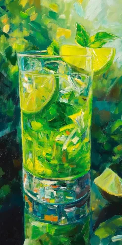 EUROART Bilder Ohne Rahmen-Wandbild 20 x 40 cm Colourful Cocktails VIII Grün