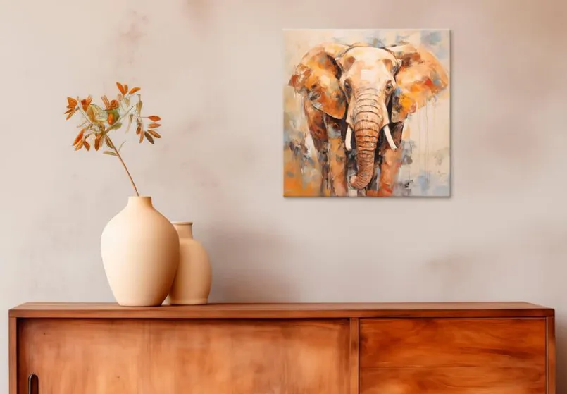 Bilder Ohne Rahmen|EUROART Wandbild 30 x 30 cm Elephant III Beige