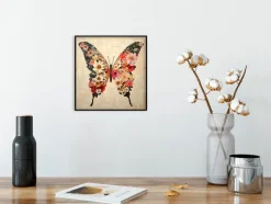Bilder Mit Rahmen|EUROART Wandbild 30 x 30 cm Floral Butterfly Schwarz