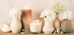 EUROART Bilder Nach Themen-Wandbild 55 x 115 cm Flowers and Candles Beige