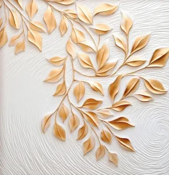 EUROART Bilder Mit Rahmen-Wandbild 30 x 30 cm en Leaves VI Gold