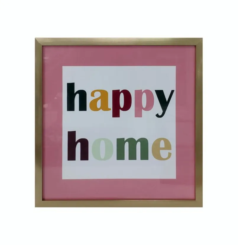 Bilder Mit Rahmen-Wandbild 32 x 32 cm Happy Home Bunt