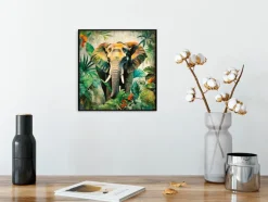 EUROART Bilder Mit Rahmen-Wandbild 30 x 30 cm Jungle Elephant Braun