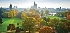 EUROART Bilder Ohne Rahmen-Wandbild 55 x 115 cm Köln Panorama IX Grün