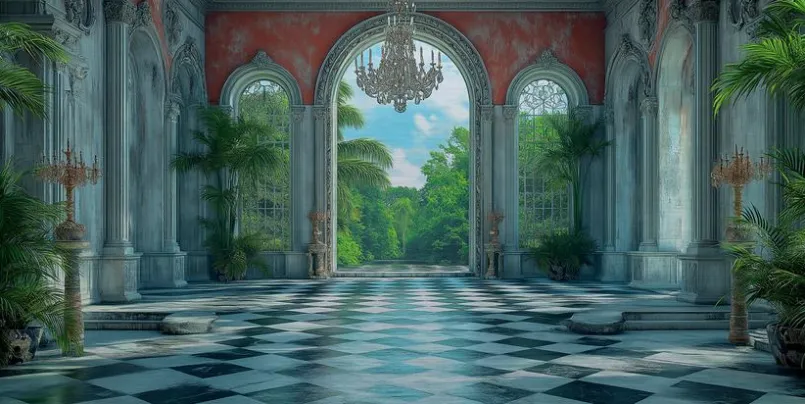 EUROART Bilder Ohne Rahmen-Wandbild 50 x 100 cm Lost Palace IV Grün