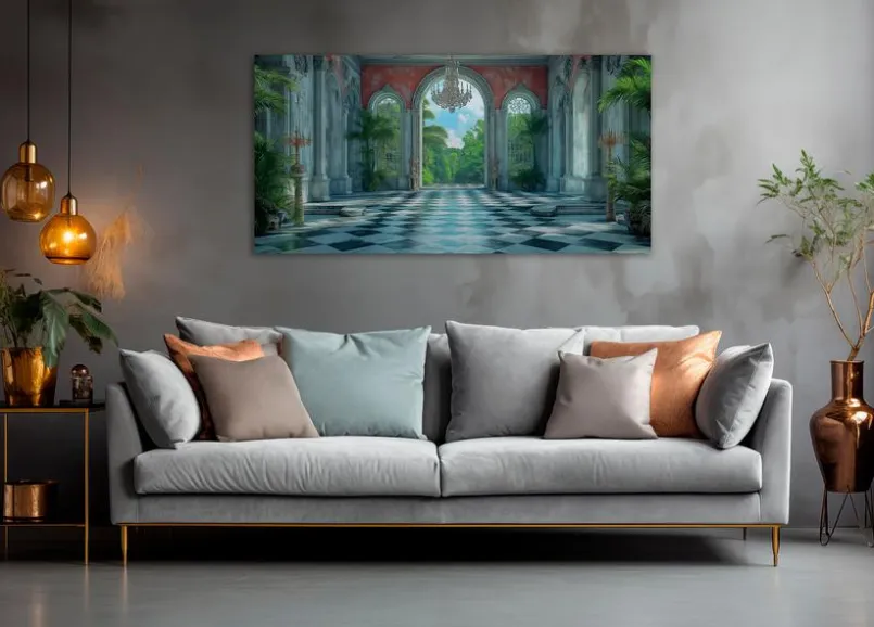 EUROART Bilder Ohne Rahmen-Wandbild 50 x 100 cm Lost Palace IV Grün