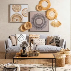 Bilder Mit Rahmen-Wandbild 90 x 90 cm Mandala Beige