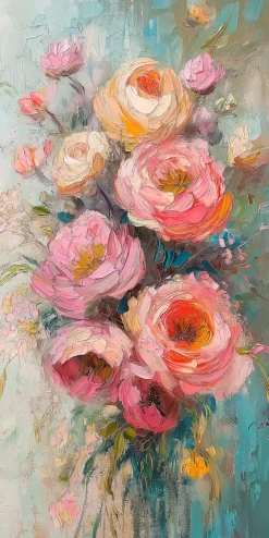 EUROART Bilder Ohne Rahmen-Wandbild 20 x 40 cm Pastel Roses III Rosa