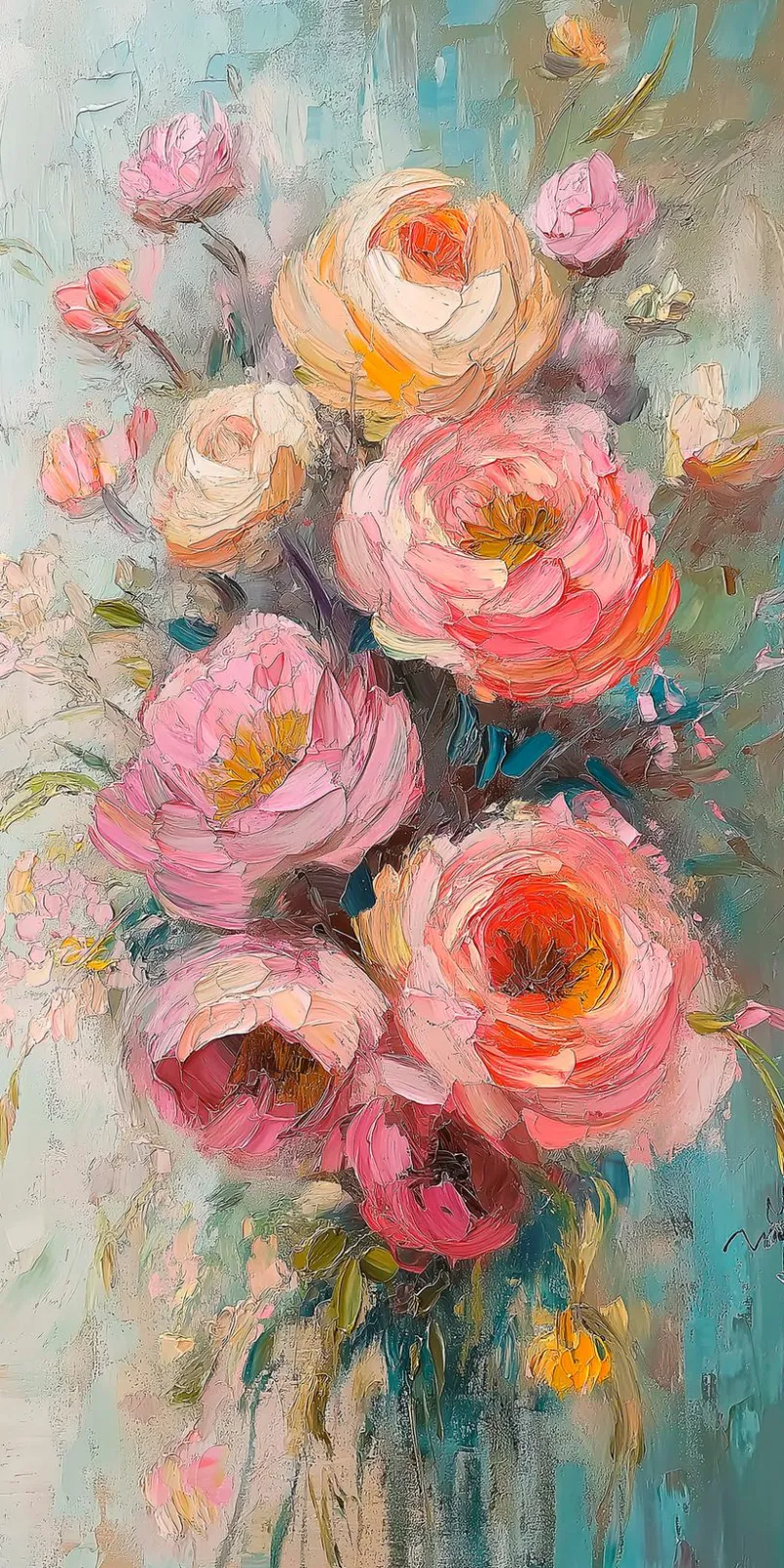 EUROART Bilder Ohne Rahmen-Wandbild 20 x 40 cm Pastel Roses III Rosa
