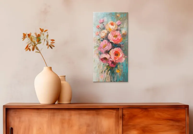 EUROART Bilder Ohne Rahmen-Wandbild 20 x 40 cm Pastel Roses III Rosa