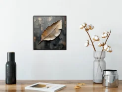EUROART Bilder Mit Rahmen-Wandbild 30 x 30 cm Shimmering Leaves III Silber