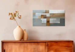 Bilder Ohne Rahmen|EUROART Wandbild 30 x 60 cm Silver Squares I Kupfer