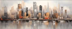 Bilder Mit Rahmen|EUROART Wandbild 50 x 120 cm Skyline II Braun