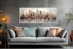 Bilder Mit Rahmen|EUROART Wandbild 50 x 120 cm Skyline II Braun