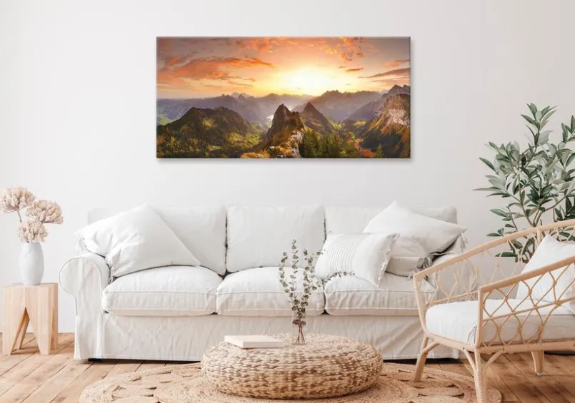 Bilder Ohne Rahmen|EUROART Wandbild 55 x 115 cm Swiss Alps III Orange