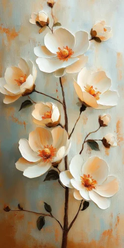 Bilder Ohne Rahmen|EUROART Wandbild 20 x 40 cm White Flowers III Beige