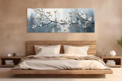 Bilder Ohne Rahmen|EUROART Wandbild 50 x 140 cm White Flowers On Silver VII Weiß