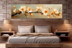 Bilder Ohne Rahmen|EUROART Wandbild 50 x 180 cm White Flowers On Silver VIII Gold