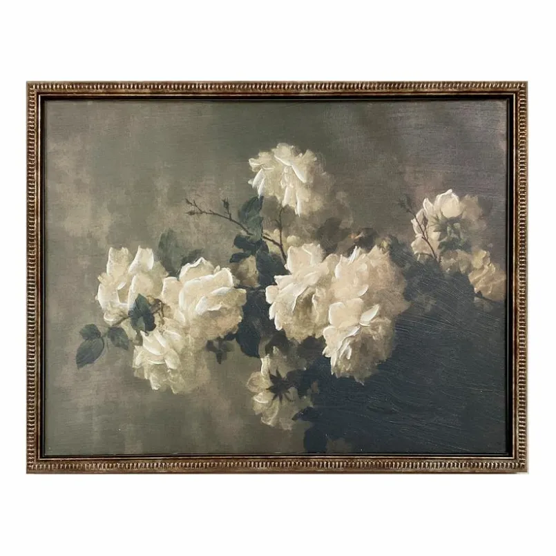 Dekorationsartikel|Bilder Mit Rahmen| Wandbild 32,8 x 32,8 cm White Roses Grau