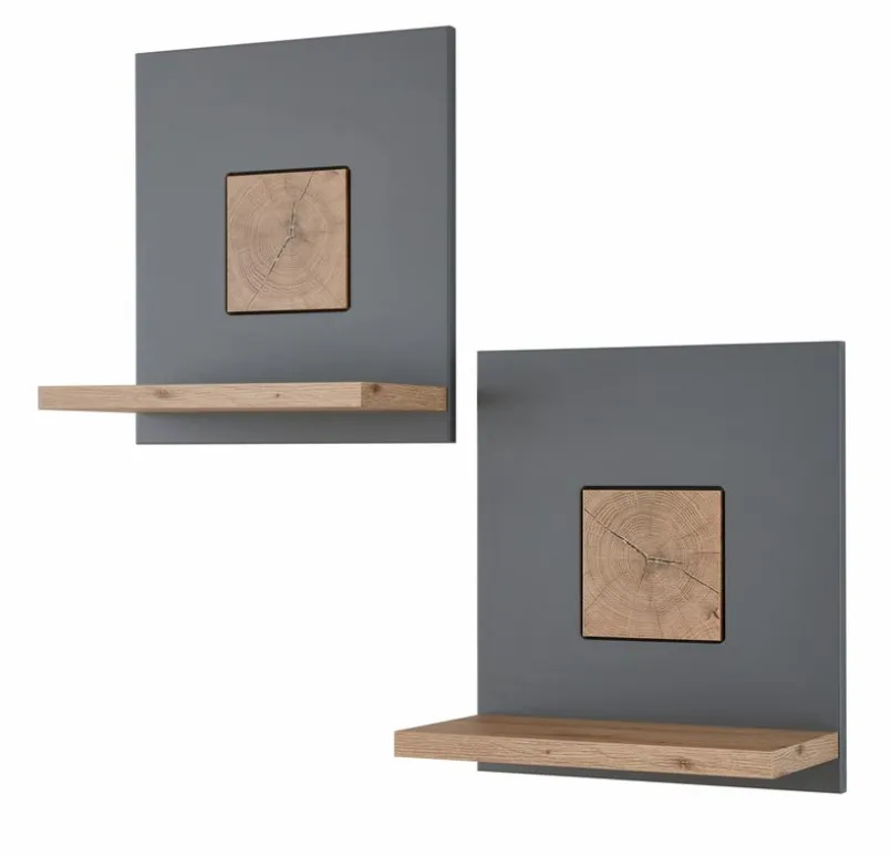 IDEAL Wohnen Regale|Regale-Wandboard 2er-Set Houton Grau