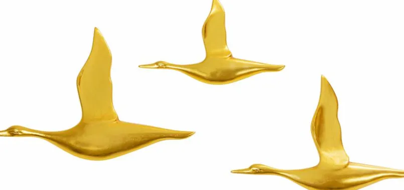 Wandobjekte|Hängende Deko|KARE DESIGN Wandobjekt Fyling Ducks 53726 Gold