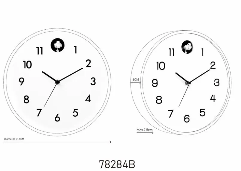 Globo Wanduhren-Wanduhr 78284 Ø 32 cm Schwarz