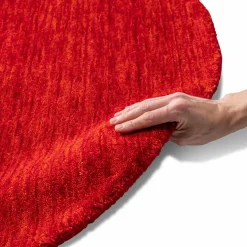 Natur(Look) Teppiche-Webteppich Gabbeh Uni Ø 200 cm Rot