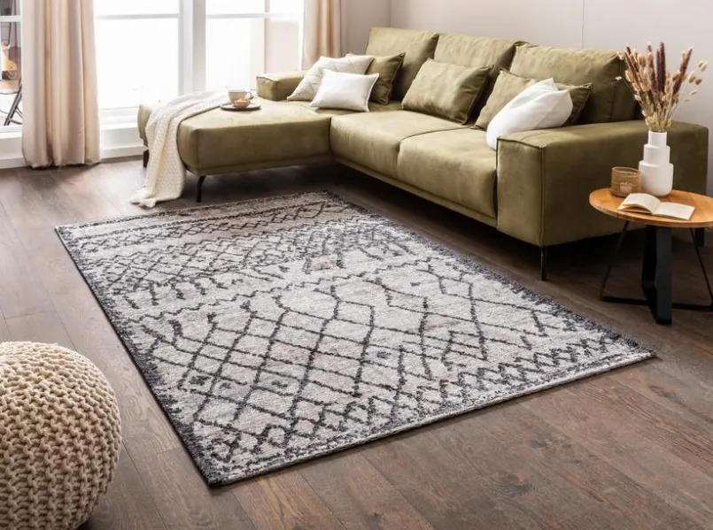 Natur(Look) Teppiche|Moderne Teppiche| Webteppich Moroccan 140 x 200 cm Grau / Beige