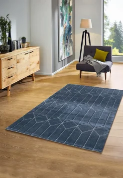 Moderne Teppiche-Webteppich Perlas 133 x 190 cm Blau