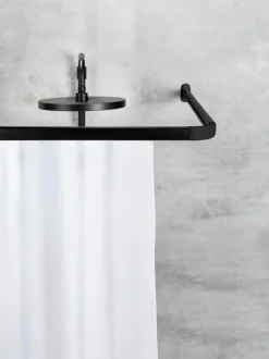 Duschvorhänge|SCHÖNER WOHNEN-Kollektion Winkelschiene Jete Schwarz