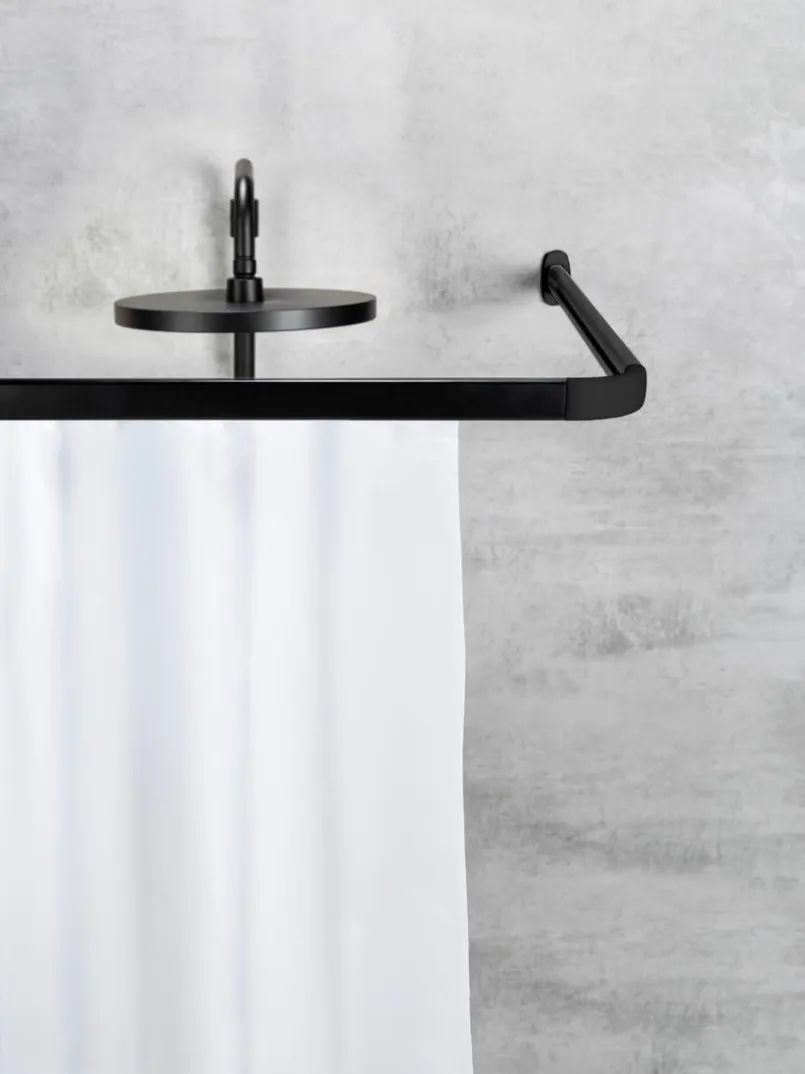 Duschvorhänge|SCHÖNER WOHNEN-Kollektion Winkelschiene Jete Schwarz
