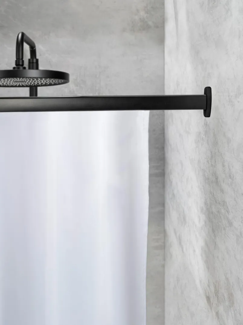 Duschvorhänge|SCHÖNER WOHNEN-Kollektion Winkelschiene Jete Schwarz