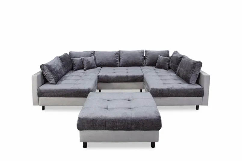 BOOOM Sofas & Couches-Wohnlandschaft mit Hocker Antonia Anthrazit