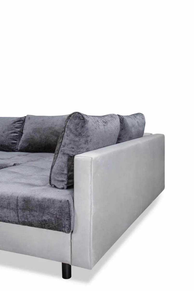 BOOOM Sofas & Couches-Wohnlandschaft mit Hocker Antonia Anthrazit