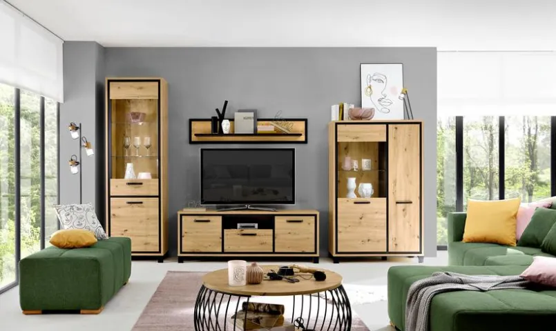 FORTE Wohnwände & Tv-Lowboards-Wohnwand Farida Eiche Artisan