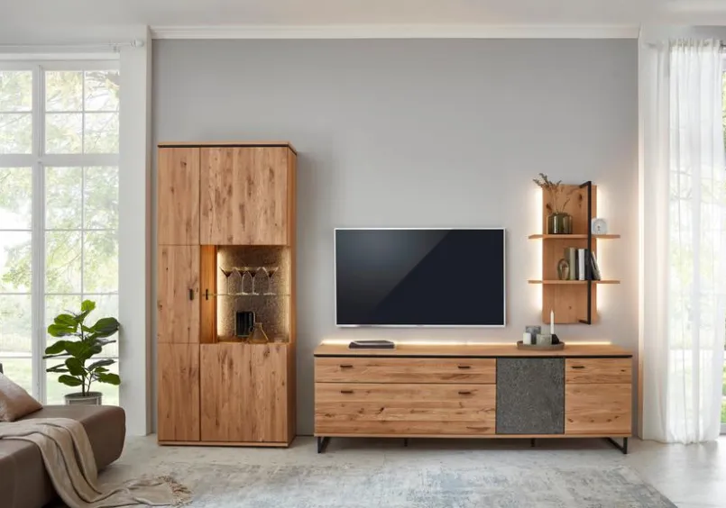 IDEAL Wohnen Wohnwände & Tv-Lowboards-Wohnwand Tunis Asteiche